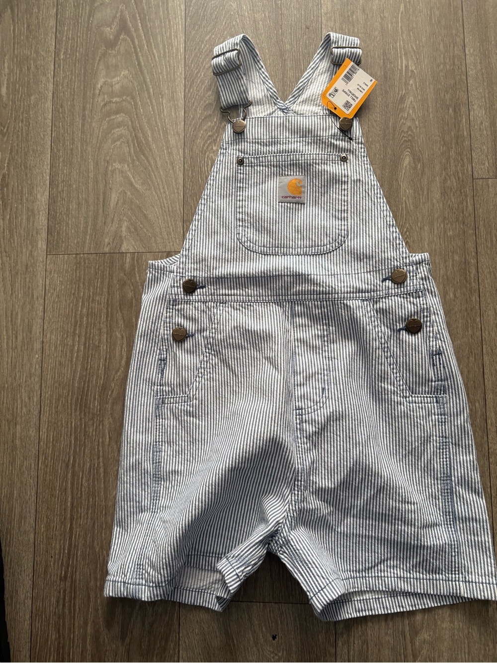 Carhartt girls  Blue and White Stripe Short Overalls